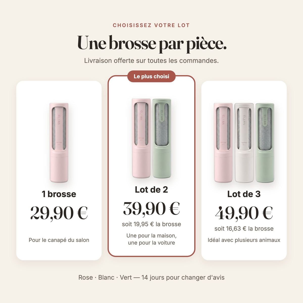 Brosse Anti-Poils Réutilisable pour Chiens et Chats